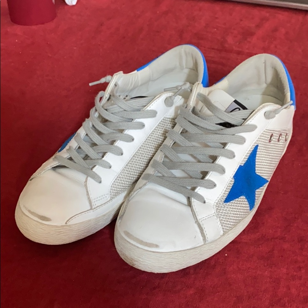 Blue and White Golden Goose Sneakers